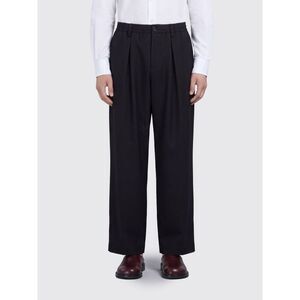 Marni Men Wide-Leg Virgin Wool Pleated Trousers Marni